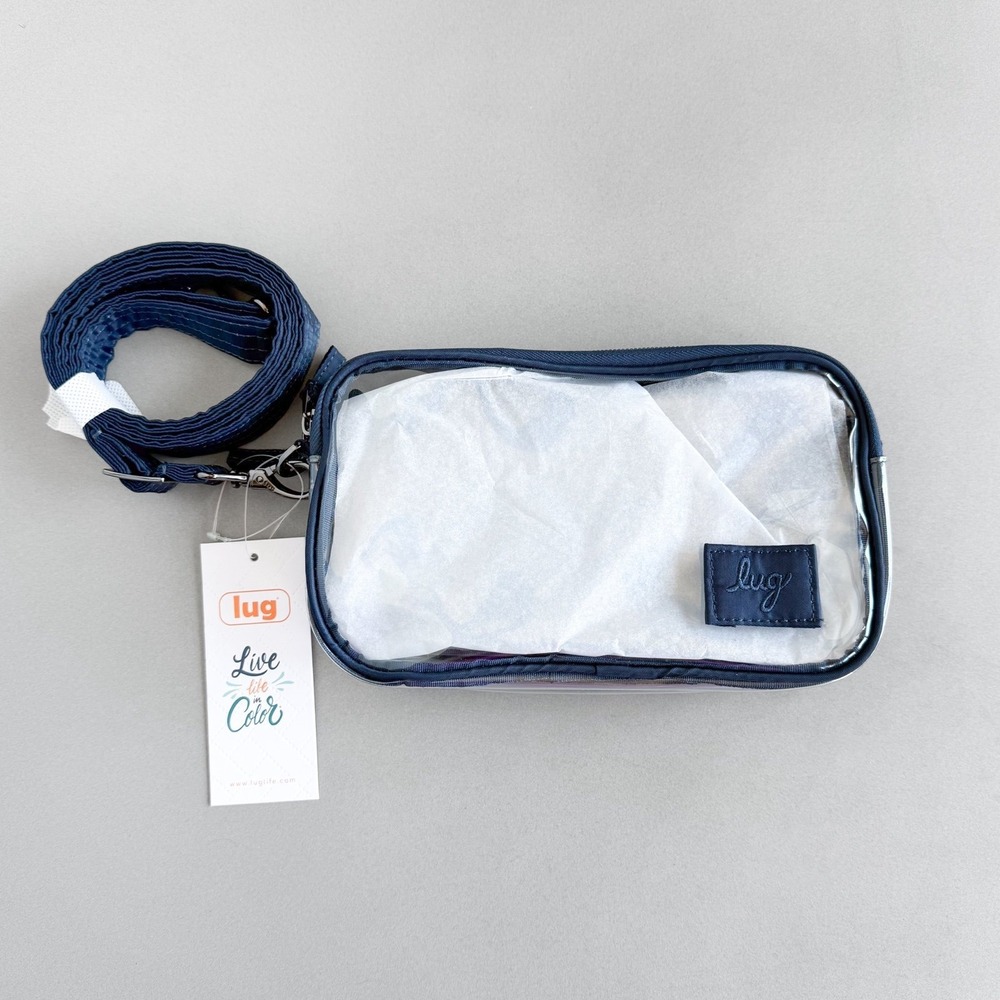NWT Lug Coupe Clearview Stadium Convertible Crossbody Belt Bag Indigo Blue Clear